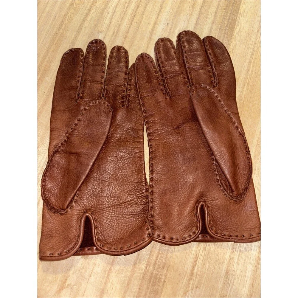Vintage brown leather Gloves Grandoe Sz Large Philippines Women's